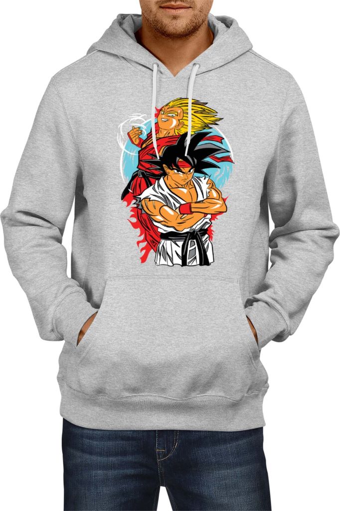 Herren Kapuzenpullover Dragon Anime Manga Ball Z Goku 39, Man M / Grau