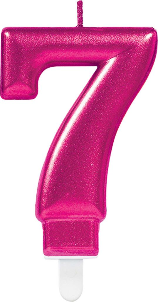 Amscan 9901789 Number Candle #7 Metallic Pink - 1 Pc Candle 7