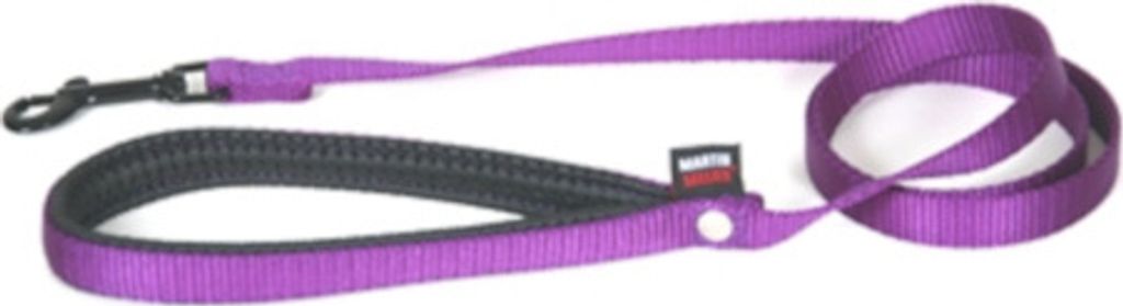 Lila Nylon-Hundeleine 1,6x120 cm mit Musketonhaken, angenehmer Griff