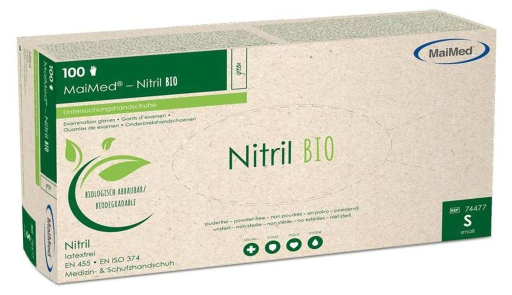 10x MaiMed-Nitril BIO, Gr. S, unst., 100St/B | Box (100 Stück)