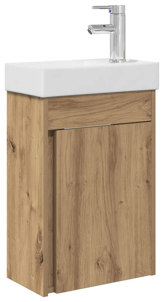 Meuble sous-vasque gain de place Artisan bois pour petite salle de bain