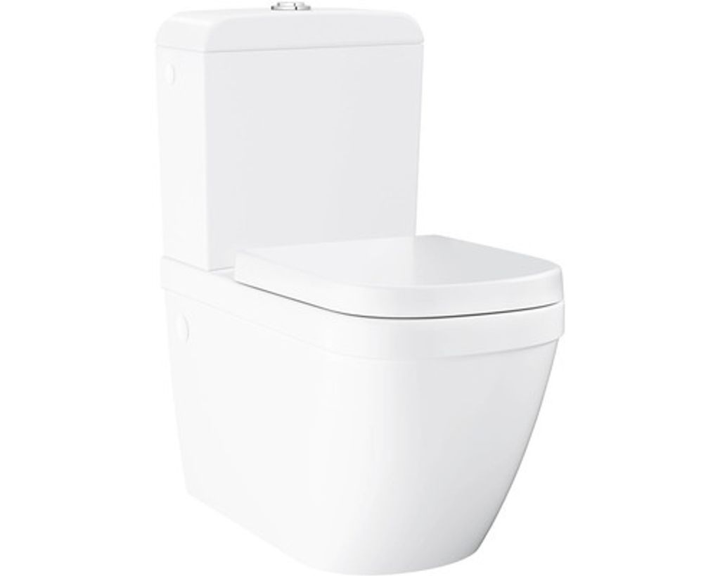 GROHE EURO-Keramik Stand-Kombi-WC Tornado Flush Wasseranschluss unten mit SoftClose WC-Sitz, weiß