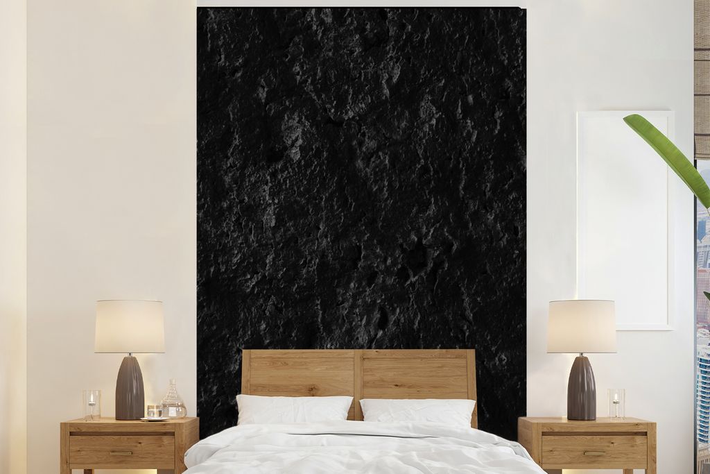 MuchoWow Fototapete für Wohnzimmer oder Schlafzimmer Wandtapete Vinyl Motivtapete Schwarz - Weiß - Höhle - Stein - Natur - 195x300 cm - Das Hi...