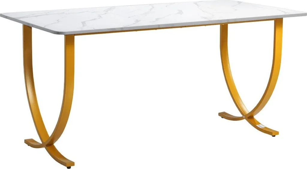 Bureau de direction 160 cm blanc et doré - Table de conférence moderne - 9