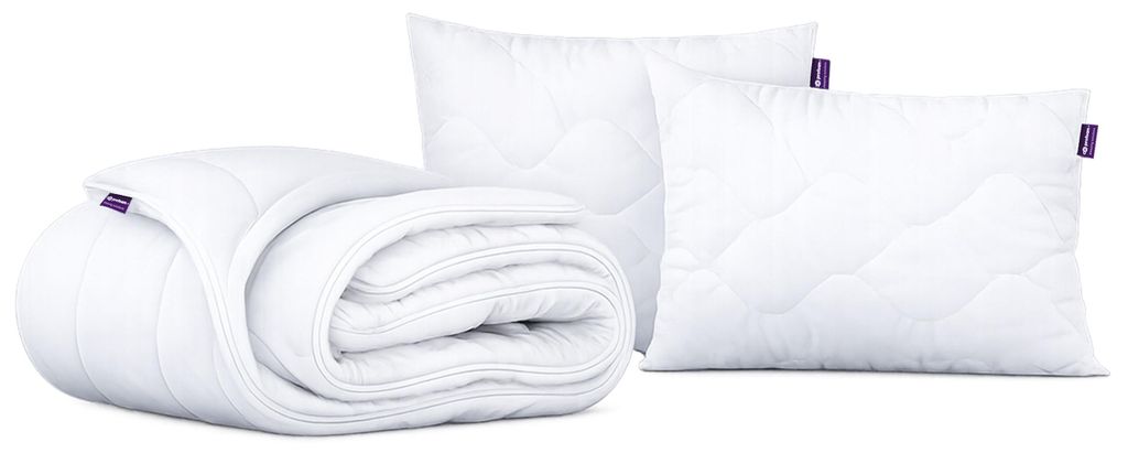 MKS MEBLE CALIMA Anti-Stress Bettdecken-Set 200x220 mit Carbonfasern – Ganzjahres, Hypoallergen & 2 Kissen 40x80, Ganzjahresdecke