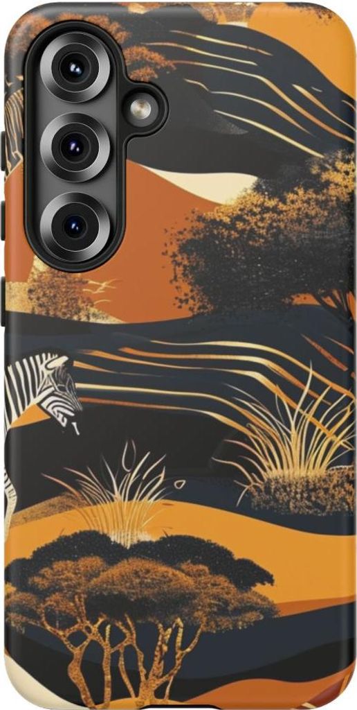 Abstraktes Savannenmuster mit Zebras – Hülle Kompatibel mit Samsung Galaxy S25
