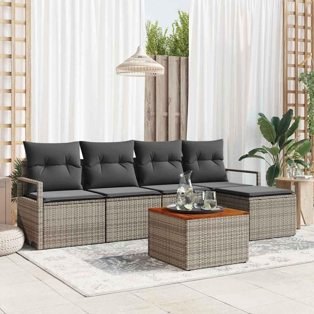 Maison Exclusive - Gartensofa-set mit Kissen 6 pcs Grau Poly-Rattan