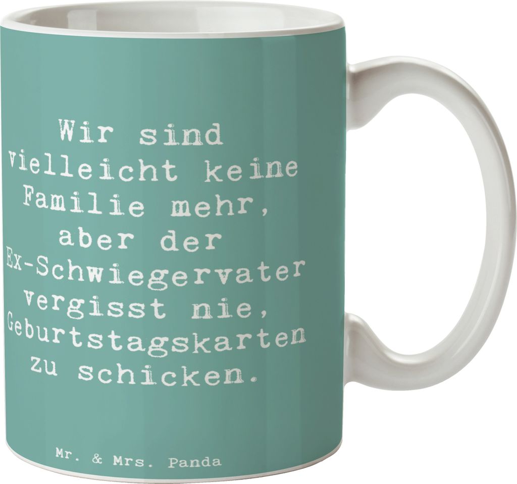 Mr. & Mrs. Panda Tasse Spruch Ex-Schwiegervater Grüße - Meeresbrise - Geschenk, Familie Verwandte, Beziehung, Kaffeetasse, Trinkbecher, Henkelpot...