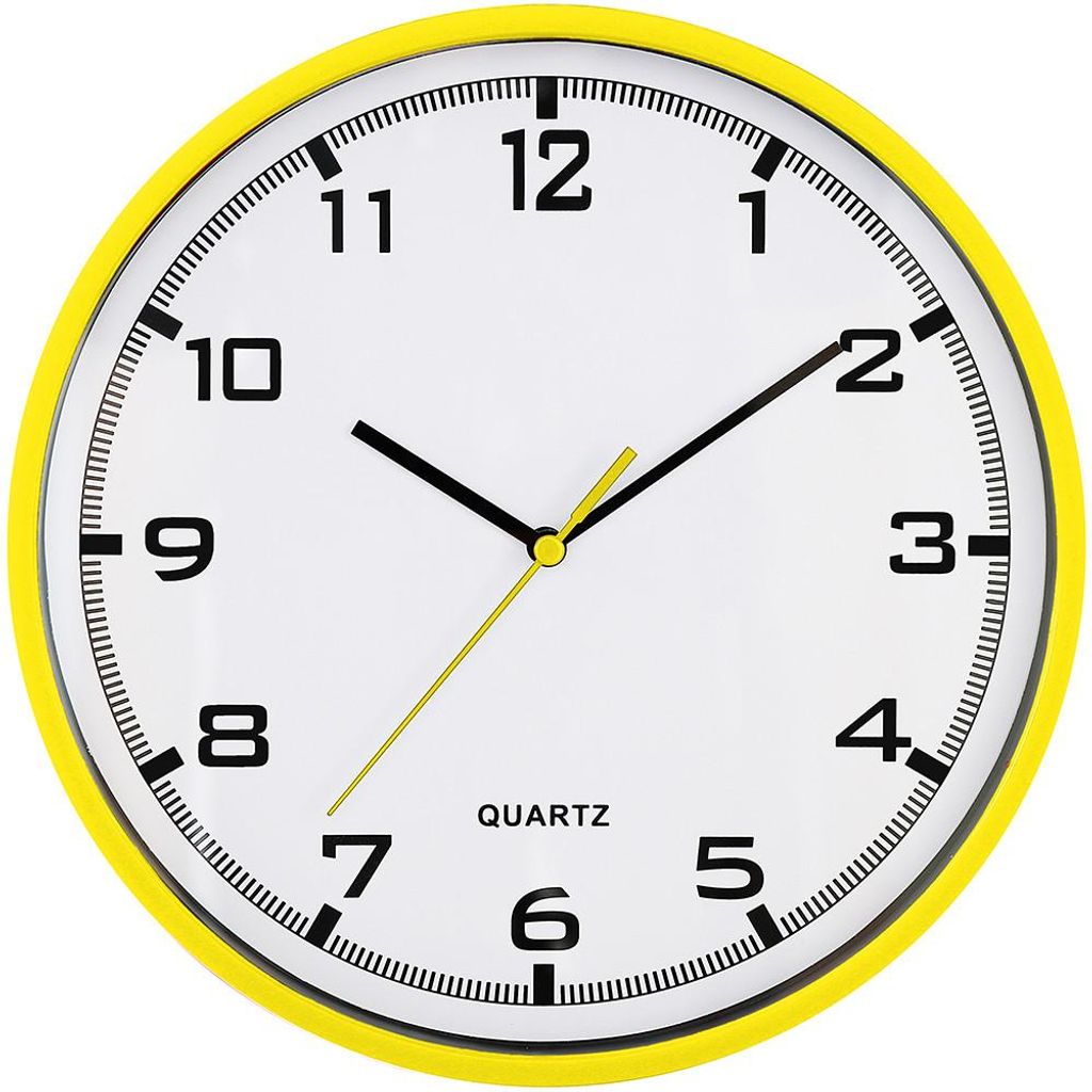 MPM-Quality Wanduhr Magit rund 255 mm Kunststoff Gelb