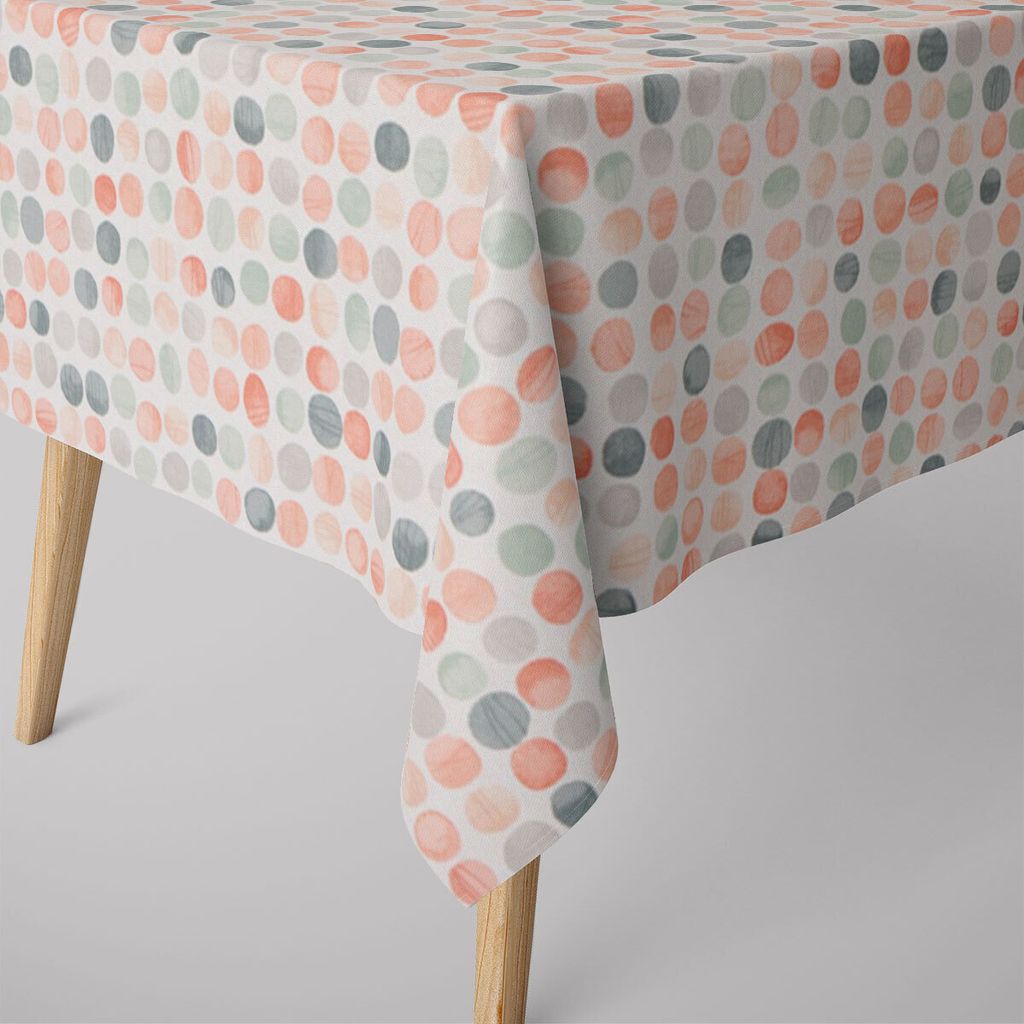 SCHÖNER LEBEN. Tischdecke Panama Dolly Melba Punkte grün orange Größe 130x220cm