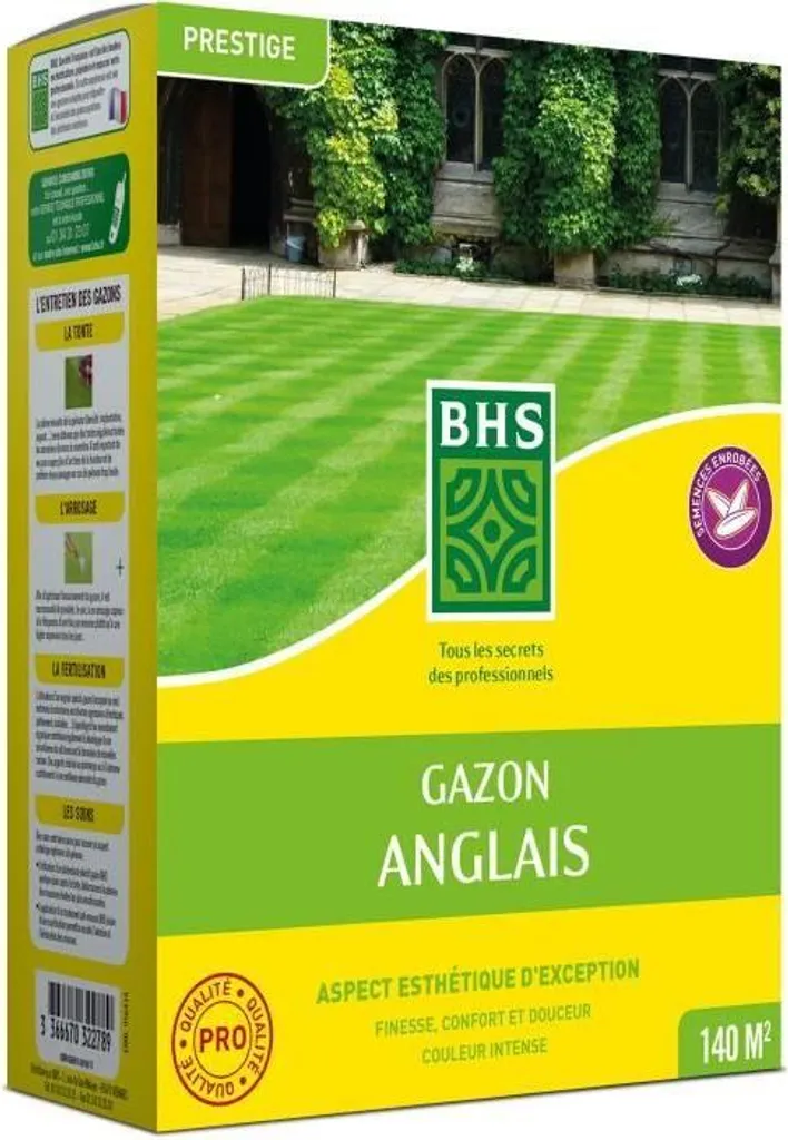 Gazon BHS English Lawn 3 kg pour Aménager un Jardin d'Ornement Élégant