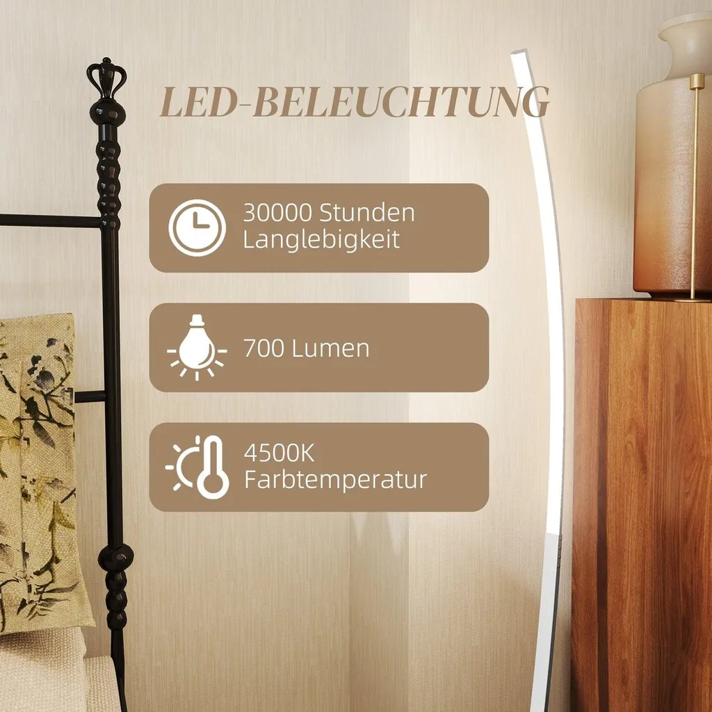 Lampadaire LED Variable Argenté avec Interrupteur à Pied Ergonomique