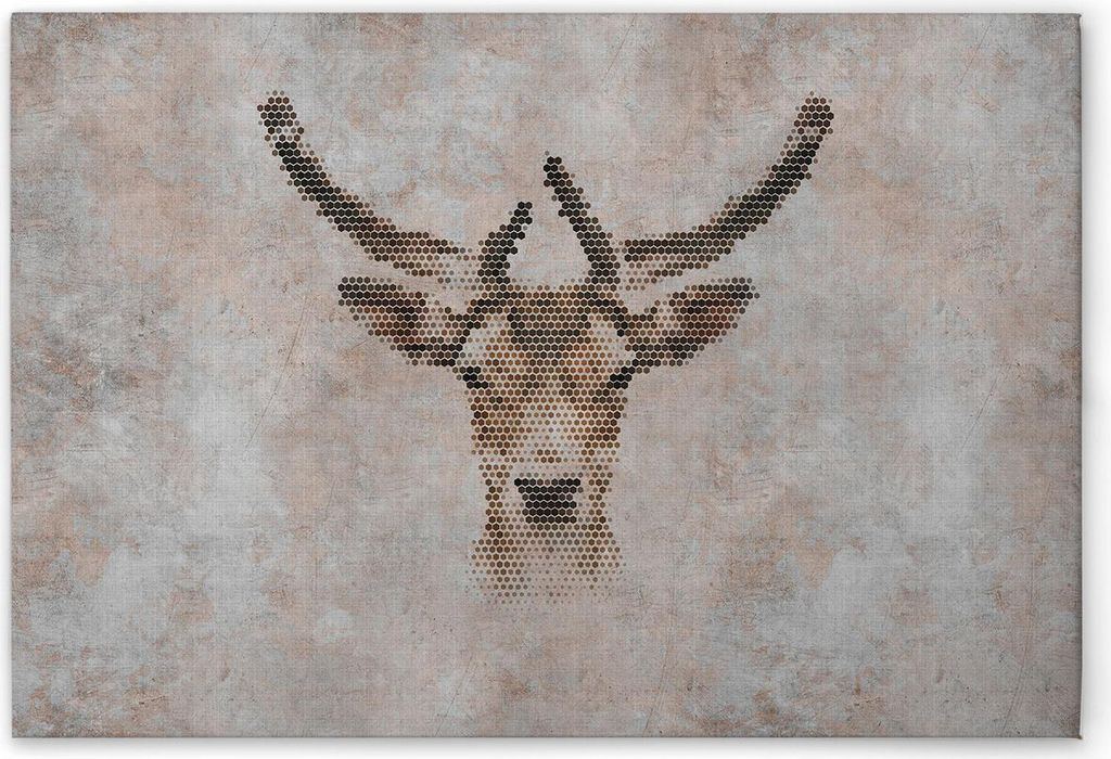 TADESSI Leinwandbild Big Three Rentier - Wandbild 60 x 40 cm - Kunstdruck auf Leinwand in Grau Beige - M1-No.50977