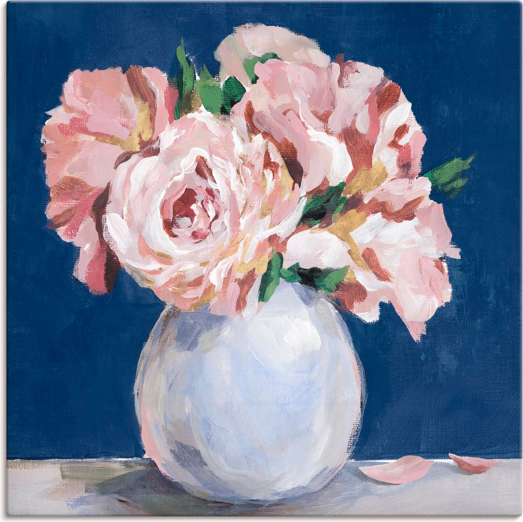 ARTland Leinwandbild Süße Pfingstrosen in der Vase Größe: 30x30 cm