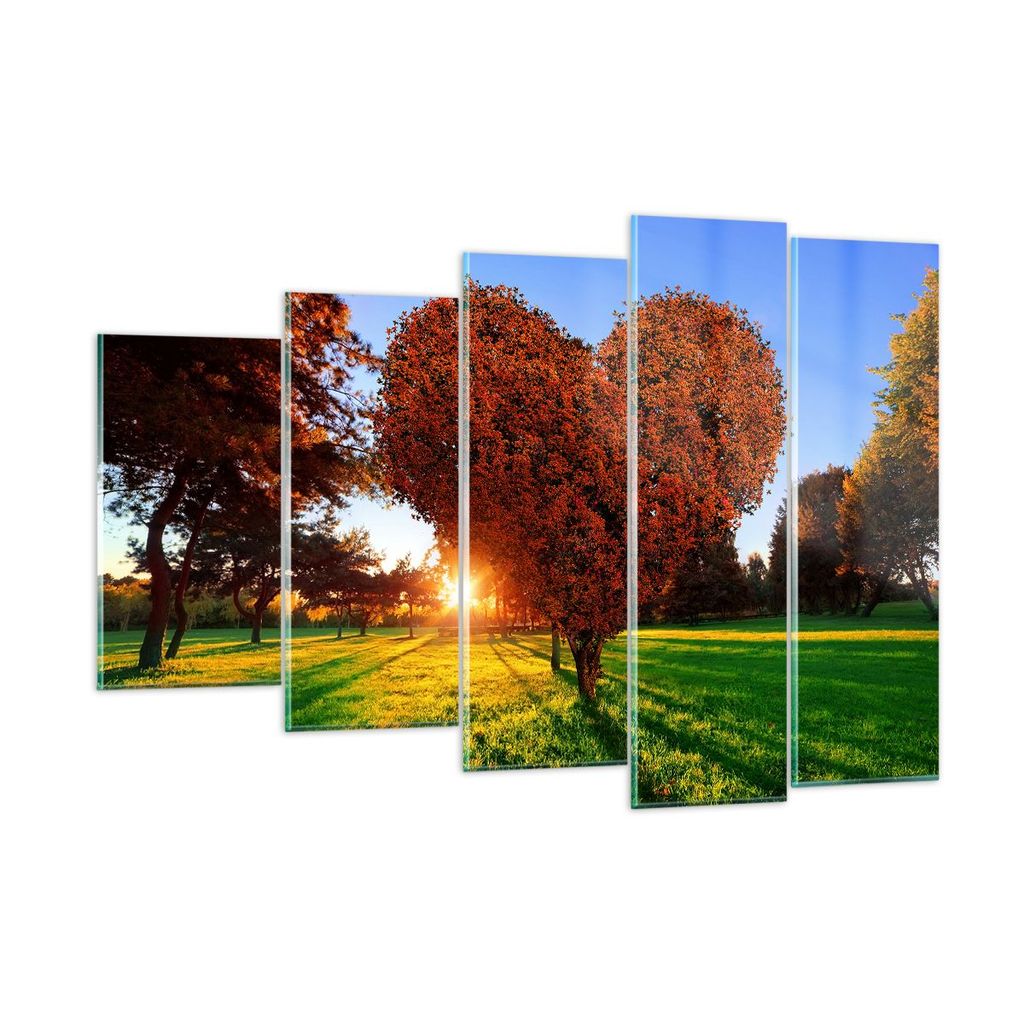 Bilder auf glas - Baum Park Frühling Herz - 150x100cm - Glasbilder - Wandbilder - Kunstdruck - zum Aufhängen bereit - Wanddekoration aus Glas - G...