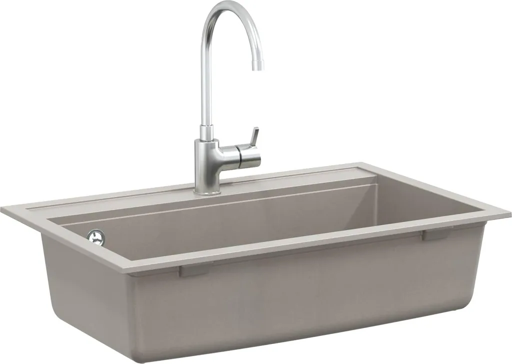 Lavabo gris en granit vidaXL 795x505 mm - Évier robuste anti-taches