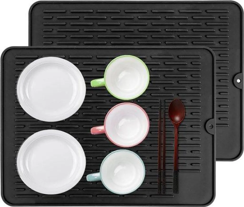 Plateau égouttoir silicone antidérapant et thermique noir 40 x 30 cm