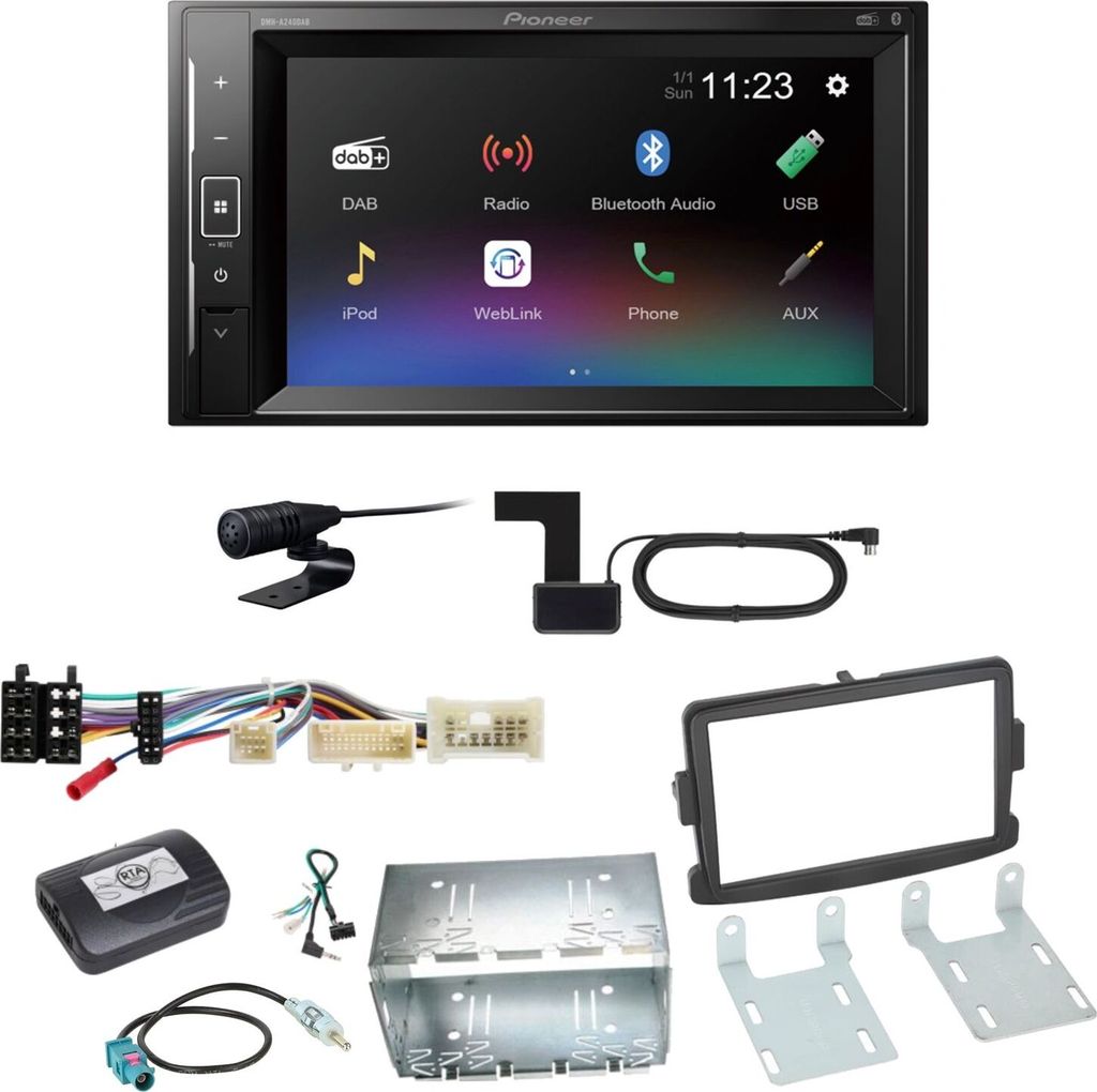 Pioneer DMH-A240DAB USB Bluetooth DAB+ MP3 Einbauset für Renault Trafic 3