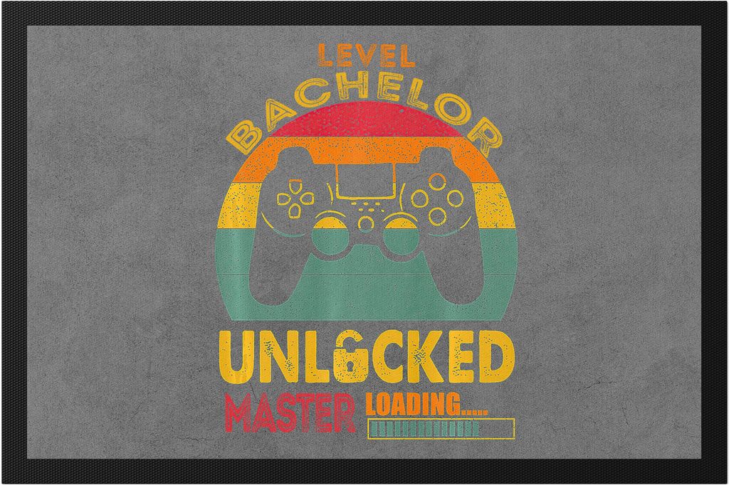Level Bachelor Unlocked Master Loading Fußmatte Studium Lernen Bildung Konsole Spiel Controller Gamepad