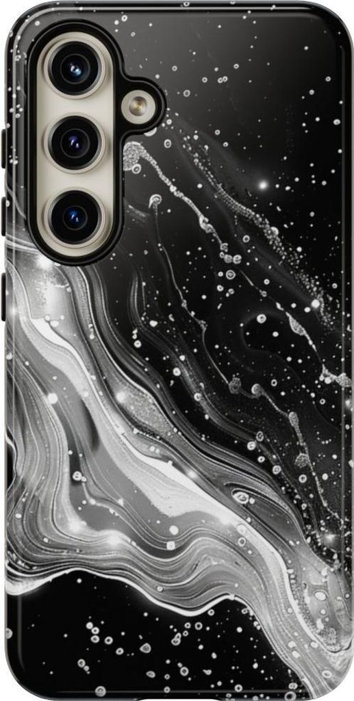 Schwarz-weißes Galaxie-Muster – Hülle Kompatibel mit Samsung Galaxy S24