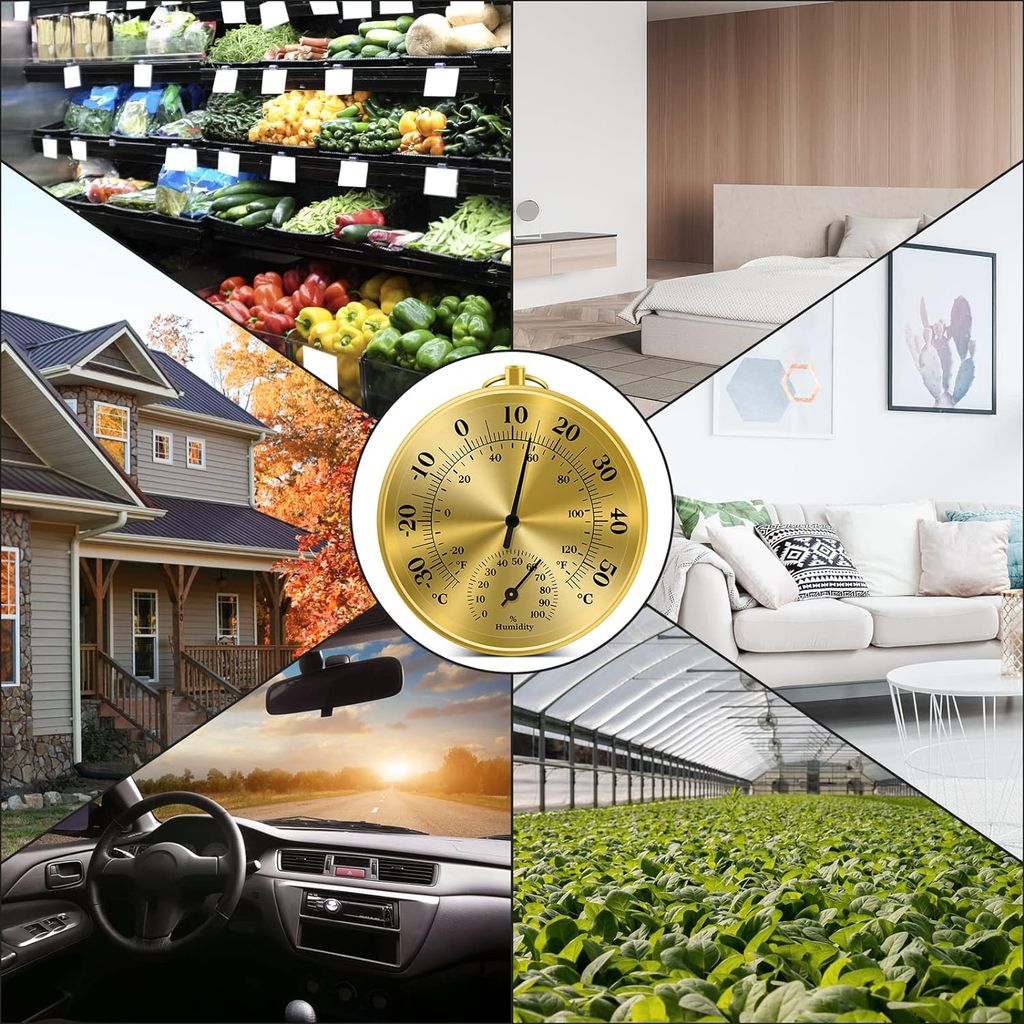 Hygrometer Thermometer 2 Stück - Analog Innen/Außen 10cm