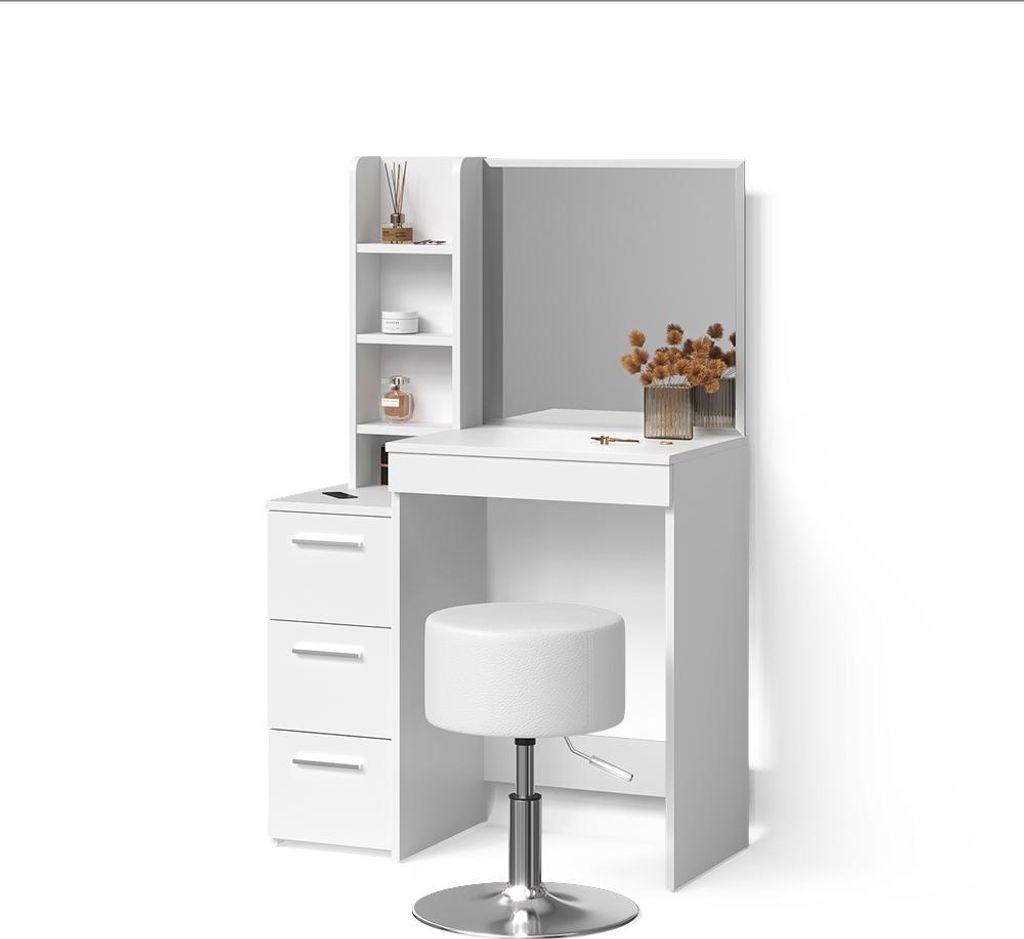 Schminktisch Livinity Ivera Weiß 79.9 cm mit Hocker, Model 52357