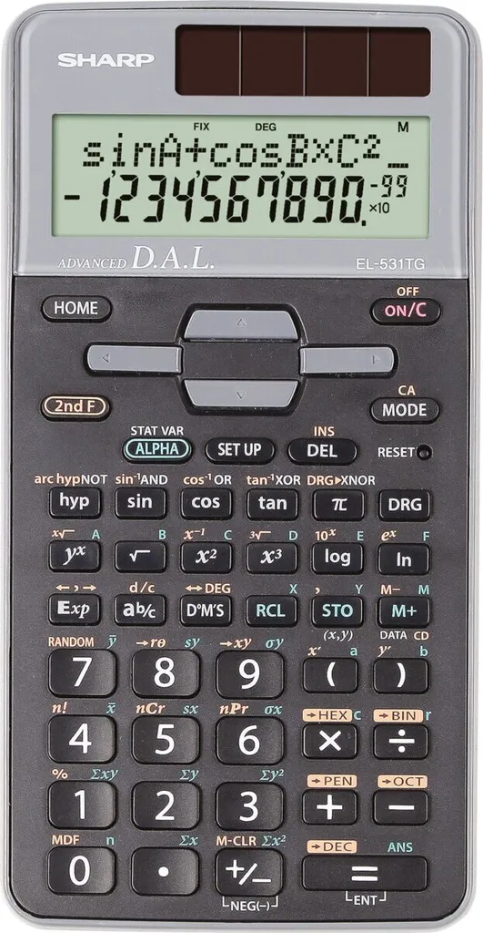 Calculatrice scientifique Sharp EL531TGGY grise à double alimentation