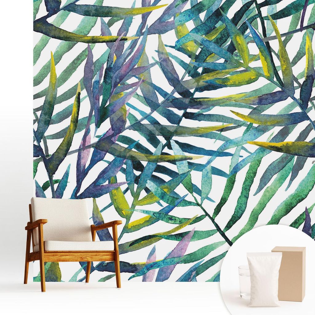Fototapete - 250x250 cm - Tapete - Wandtapete - Wandbilder - Dekofolie - Tapete Folie - Wand - Dekoration - Wohnzimmer - Exotische Vegetation
