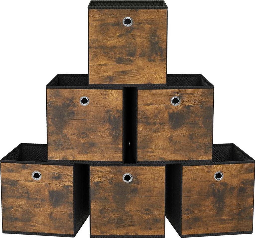 Aufbewahrungsboxen-Set, 6-teilig, Vintage, braun-schwarz