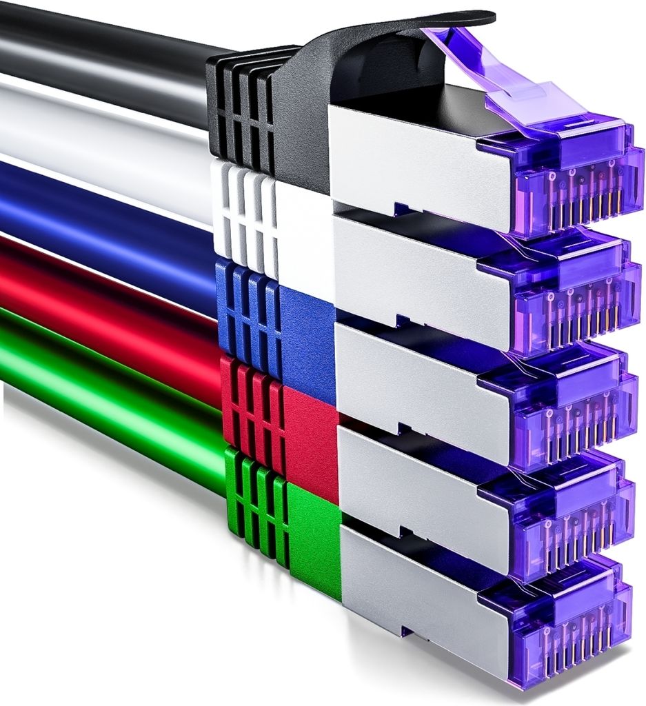 deleyCON 5x 2m CAT7 Netzwerkkabel - 10 Gigabit - RJ45 Patchkabel Ethernet Kabel (Kupfer, SFTP PiMF Schirmung) - LAN DSL Switch Modem Router Patchpa...
