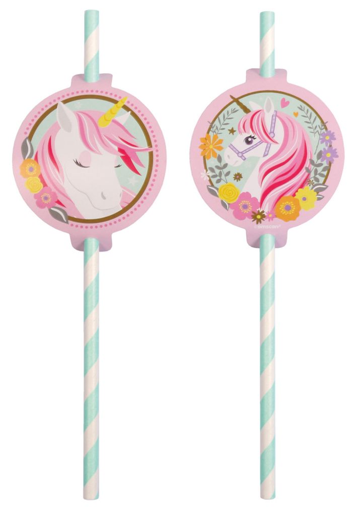 amscan 8 Trinkhalme Magical Unicorn Papier 19,7 cm Sonstige