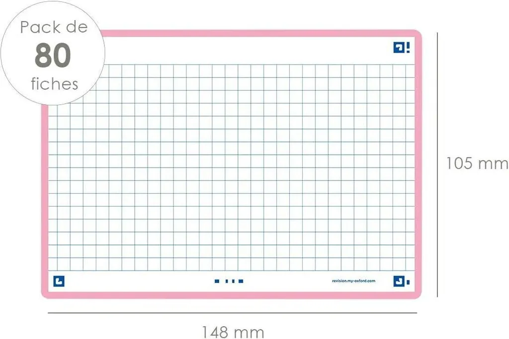 Fiches de Révision Bristol Oxford Flash 2.0 Format A6 Rose Pack Scolaire
