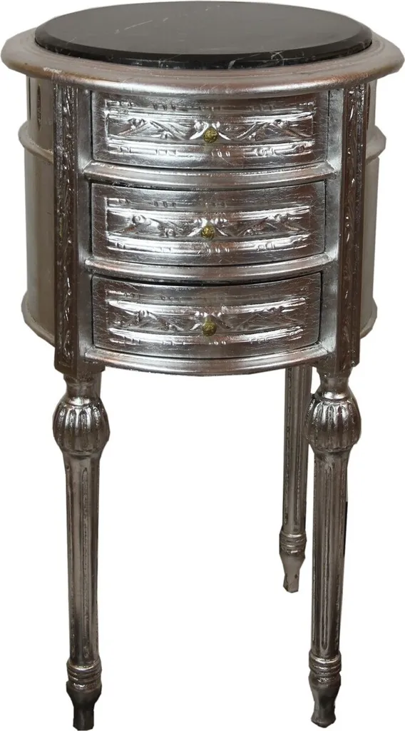 Table d'appoint baroque étroite en marbre argent pour optimiser l'espace