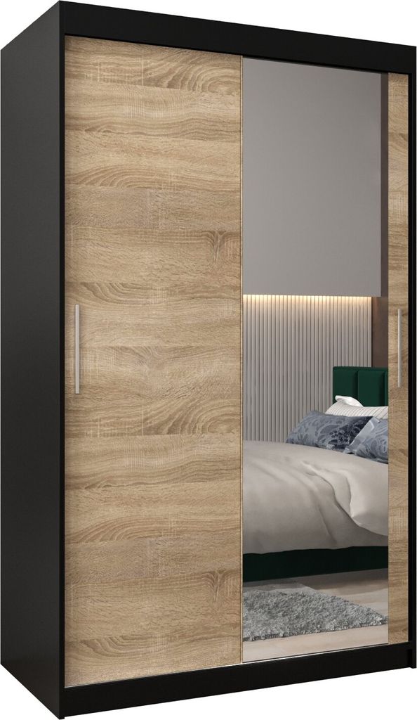Kleiderschrank, Schiebetürenschrank Schlafzimmer, Schrank mit Spiegel TOKYO 2 120 cm