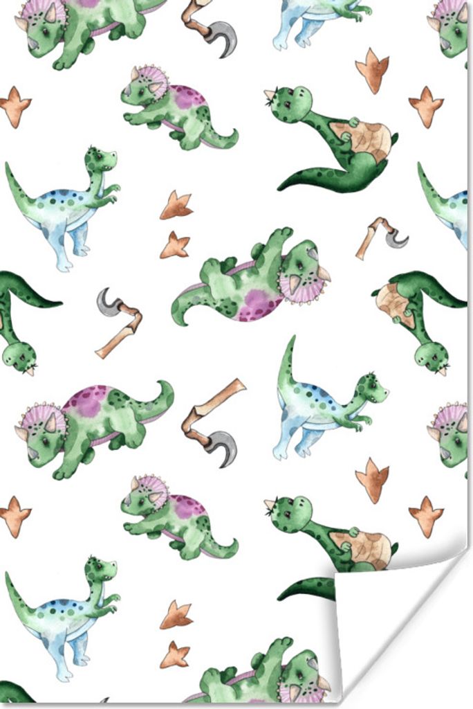 MuchoWow Poster Kinderzimmer - Dinosaurier - Fuß - Jungen - Mädchen - Kinder 80x120 cm - Papierdruck