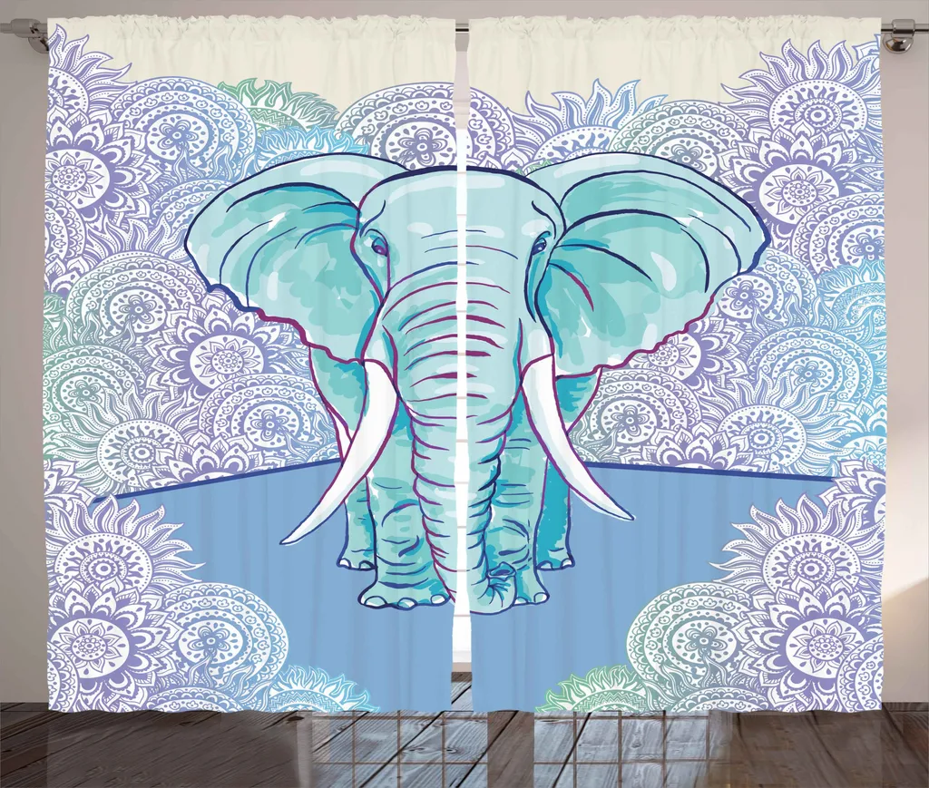 Rideau Décoratif Éléphant pour Ambiance Rustique et Ethnique 280x225