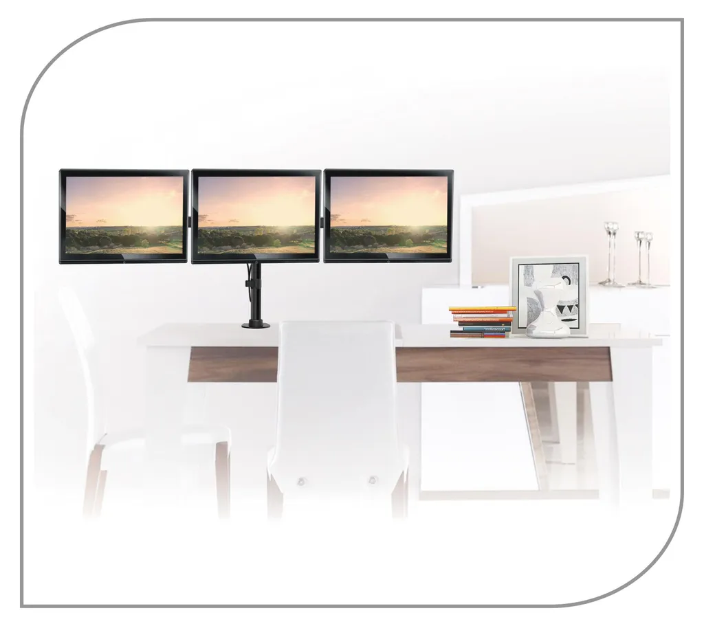 Support de Table pour 3 Écrans - Idéal Télétravail et Multitâche VESA