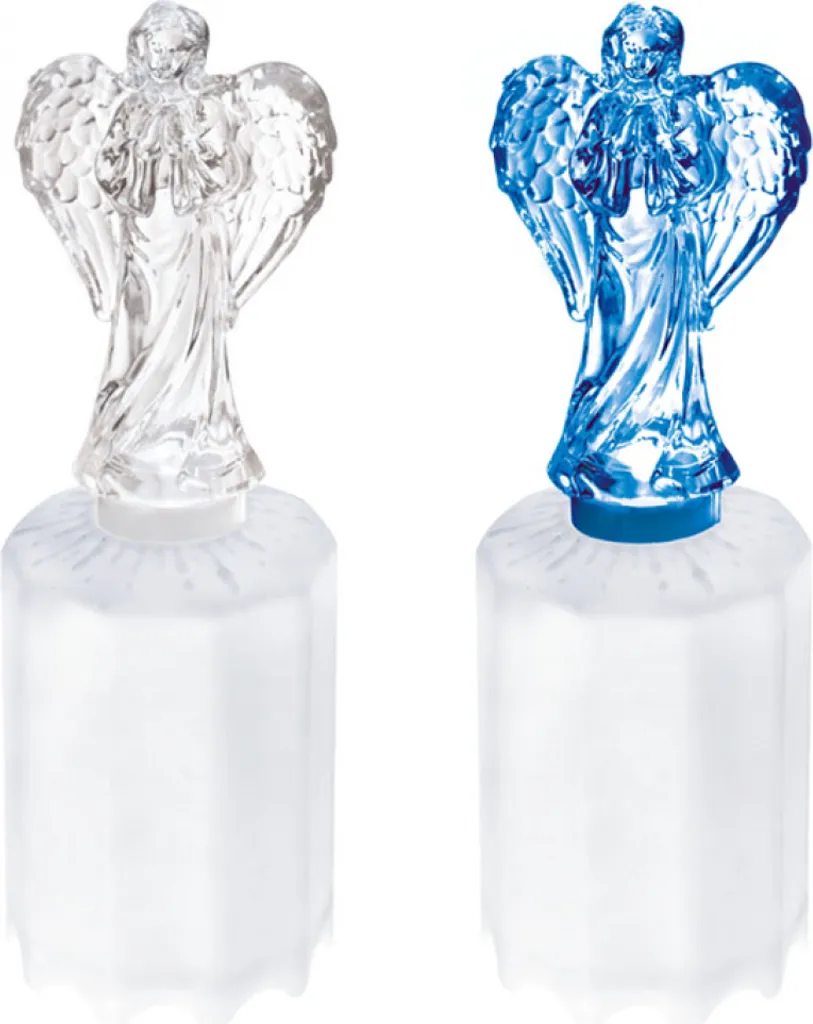 Lampe de cimetière longue durée pour sépulture avec 4 LED et motif ange