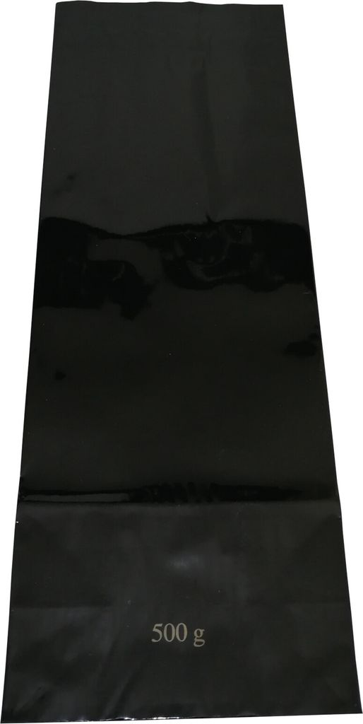 50 Teetüten 500 g schwarz OPP/ Kraftpapier / PET-Blockbodenbeutel 105+65 x 295