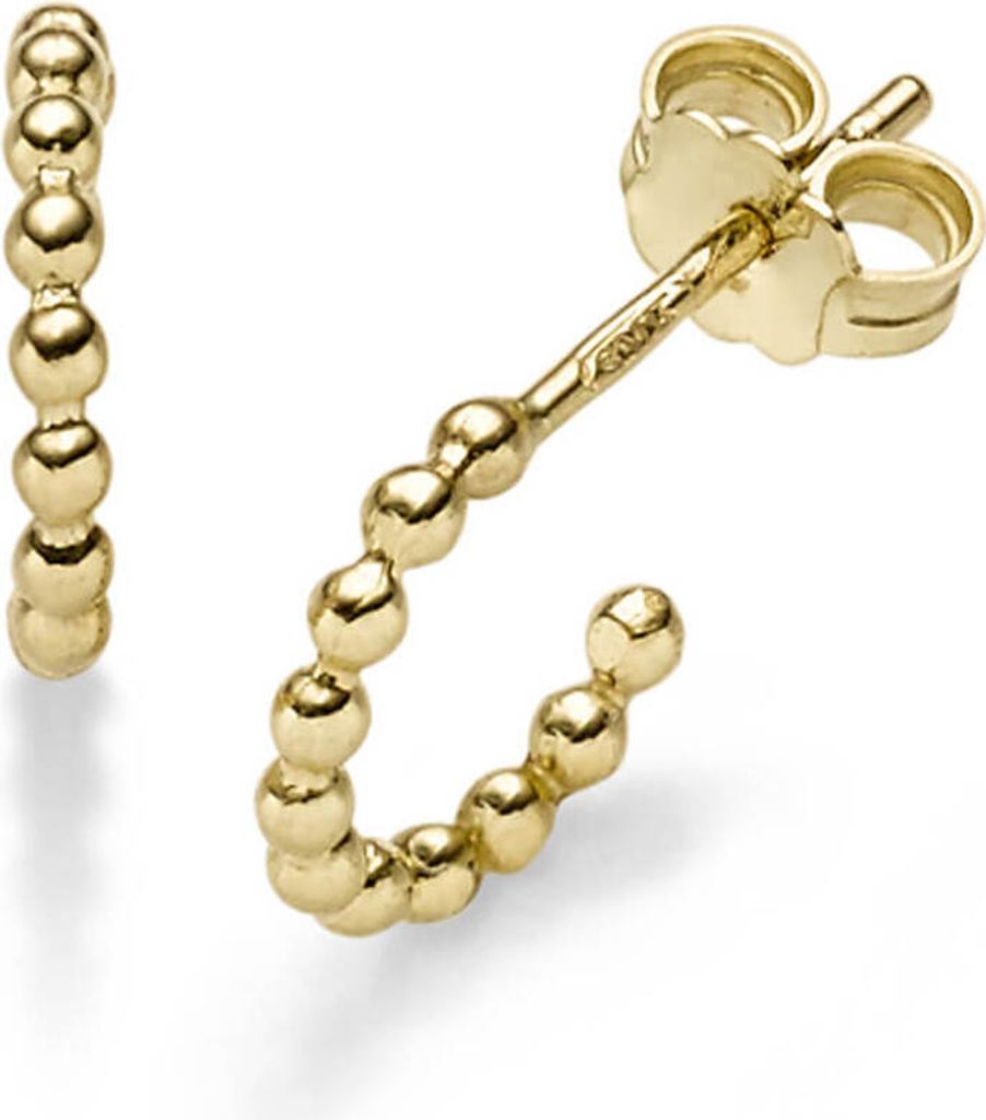 Halbcreolen 11,5x1,8mm Creolen Kügelchen mit Stecker 585 Gold Gelbgold