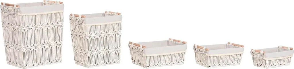 Coffre à linge blanc en métal style Shabby Chic Home ESPRIT 5 pièces