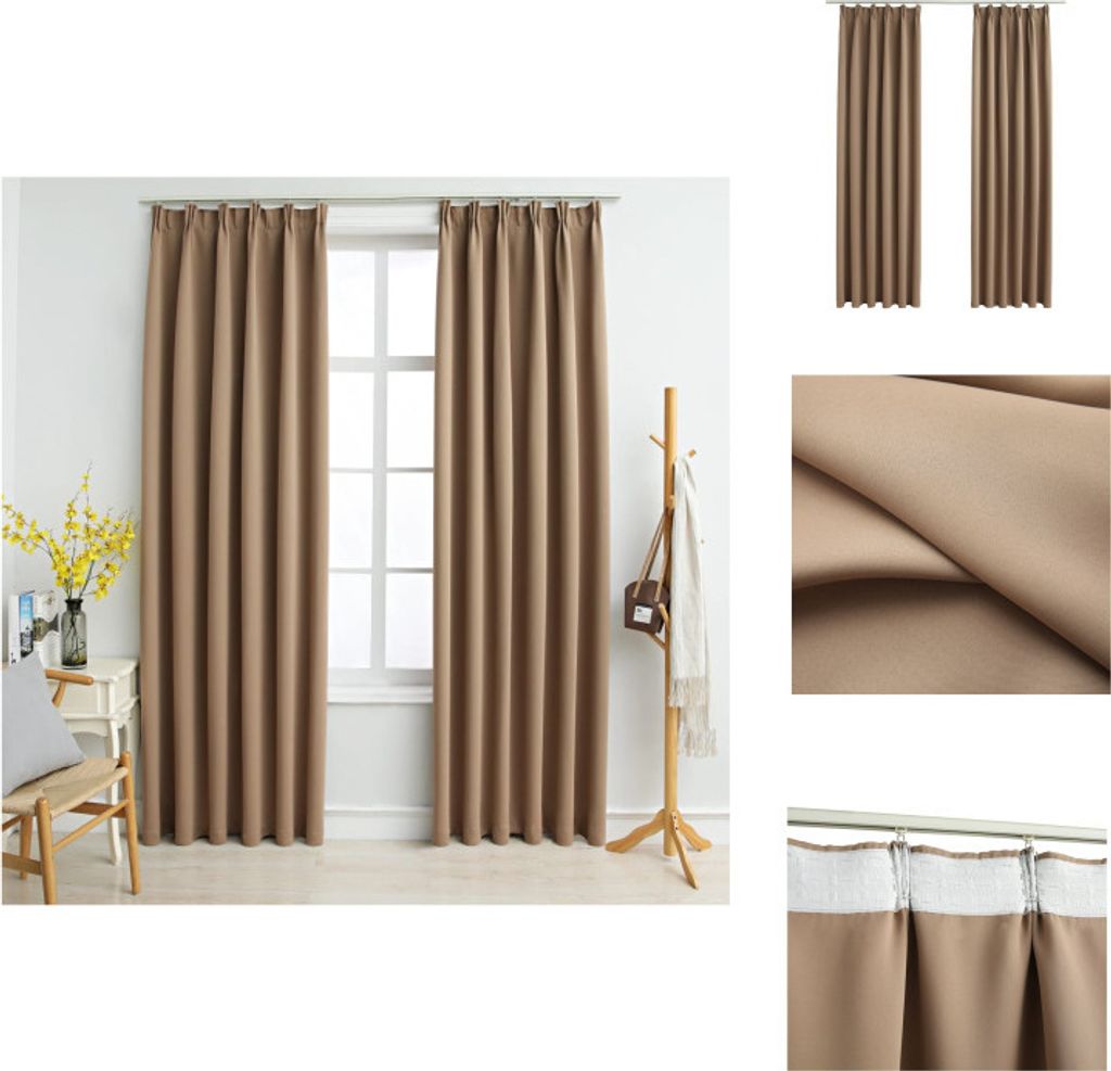 vidaXL Verdunkelungsvorhänge mit Haken 2 Stk. Taupe 140x245cm - Vorhänge & Gardinen