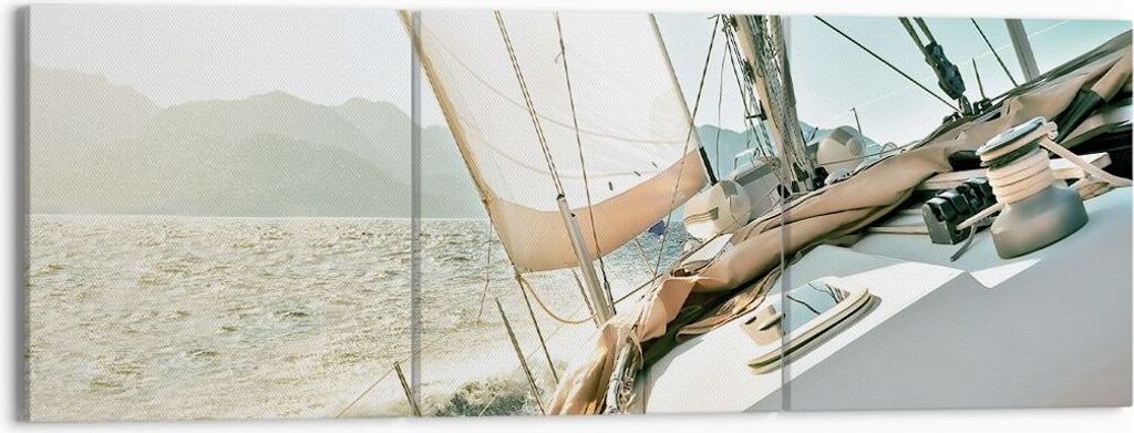 Bild auf Leinwand - Leinwandbild - 3 Teile - Yacht Segeln So - 150x50cm - Wand Bild - Wanddeko - Wandbilder - Leinwanddruck - Bilder - Wanddekorati...