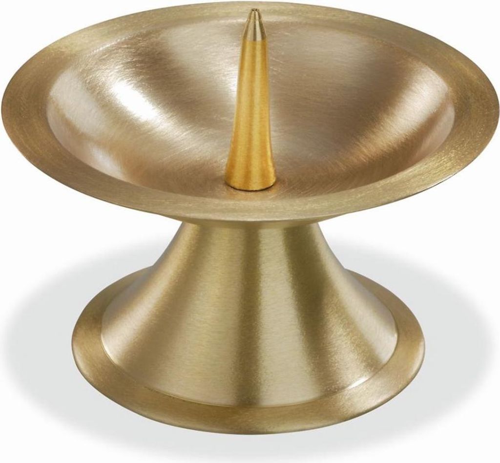 INNA-Glas Messing Kerzenständer OLIVERIO mit Dorn, für Kerzen Ø5-6 cm, matt gebürstet, Gold, 5 cm, Ø9 cm - Kerzen Halter