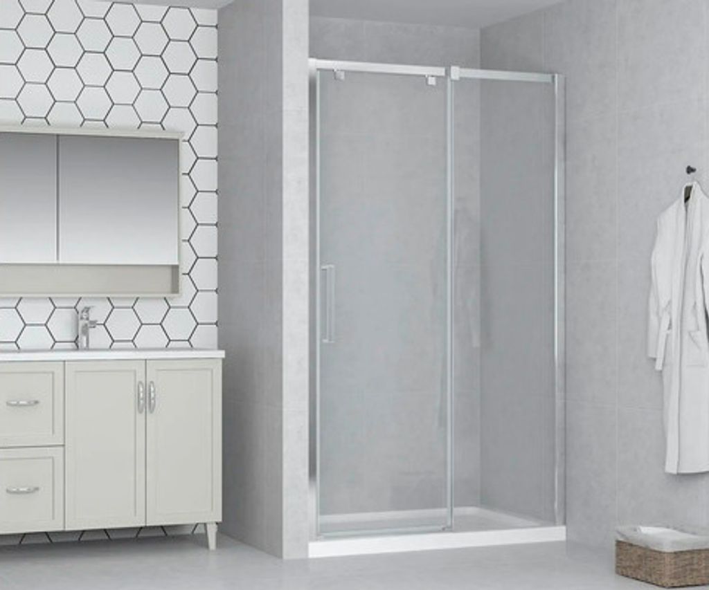 form&style Gleittür/Schiebetür MODENA 140 cm Profil chrom Klarglas schmutzabweisende Glasbeschichtung Türanschlag rechts