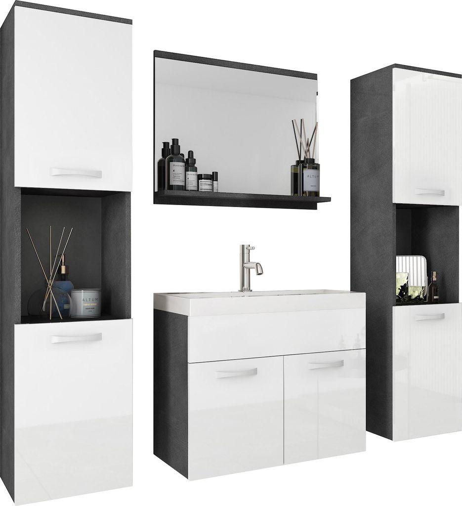 Minio, Badmöbel, Badezimmer, 4-Teilig Set, "MONAL", mit Produktbild 