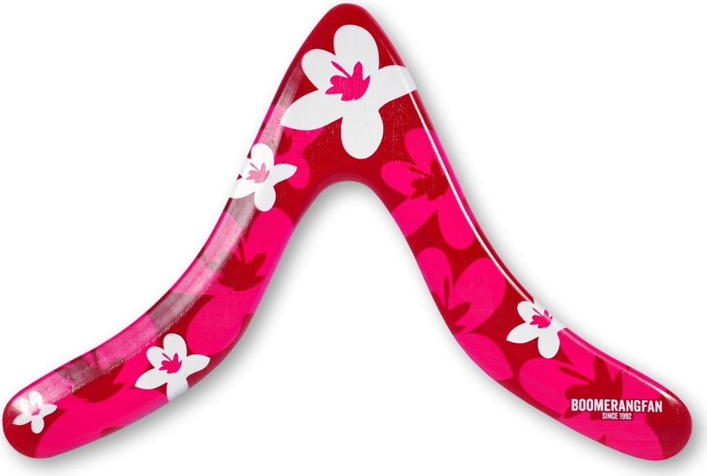 Boomerang Fan Holz-Bumerang TIARA rechts rosa 32cm 25m Spielzeug