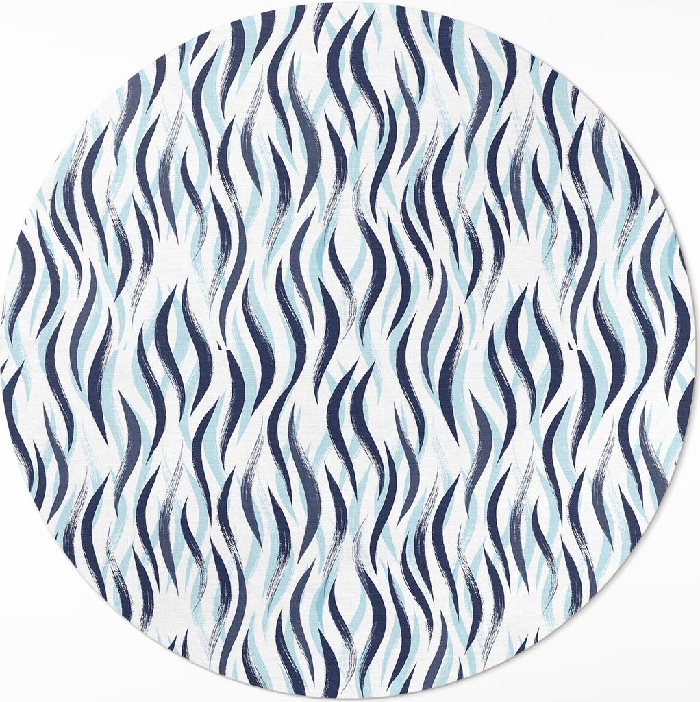 Grafisch gemalte Meereswellen– Vinylteppich – Indoor Teppich – Flur – Pflegeleicht – Runder Teppich – PVC Teppich – Outdoor Teppich ...