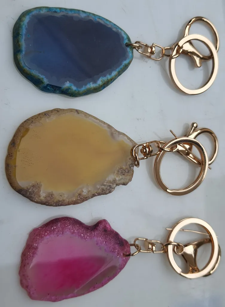 Idea Regalo Set 3 Portachiavi Agata Naturale Segni Zodiacali e Chakra - 6