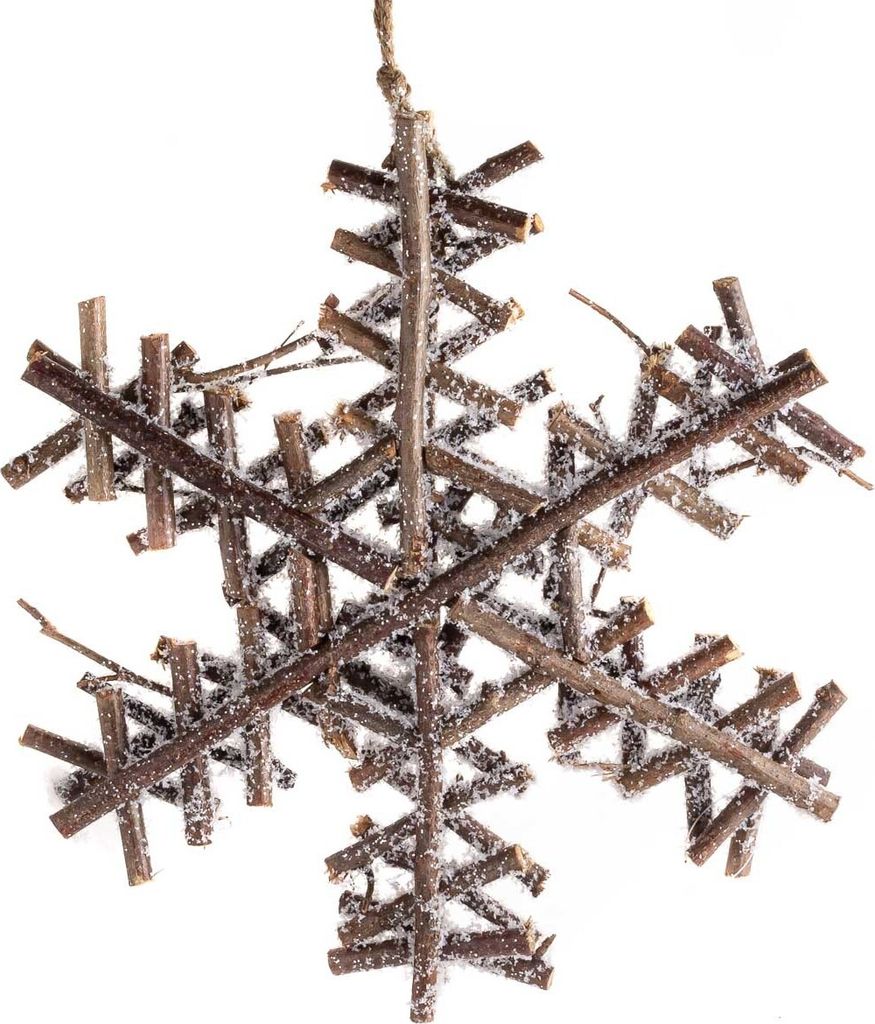 Deko Holzstern mit Kunst-Schnee